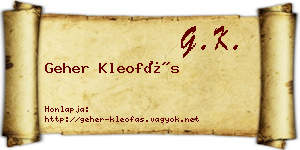 Geher Kleofás névjegykártya